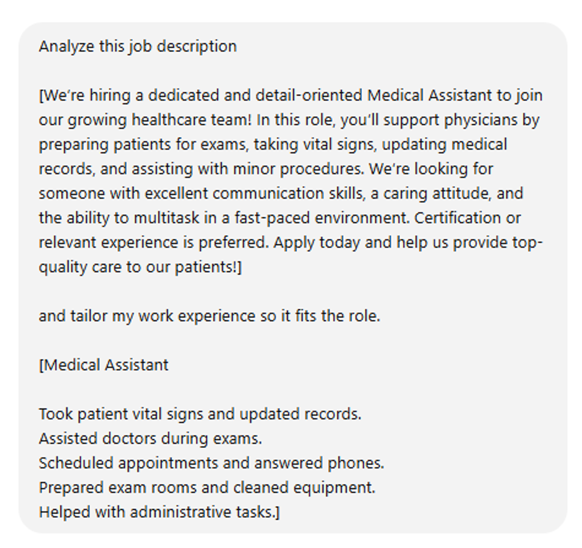 use chatgpt to upgrade resume drafts chat gpt analyze job