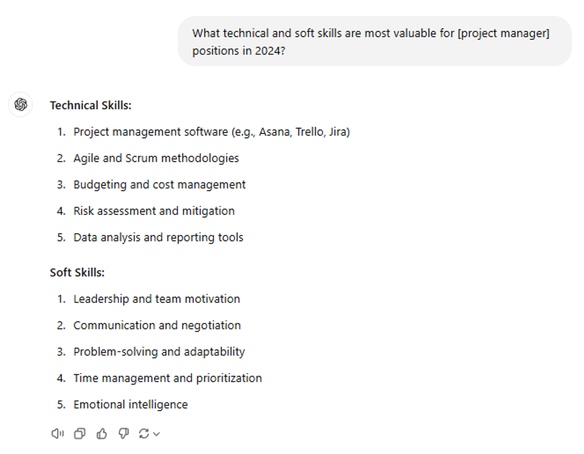 use chatgpt to upgrade resume drafts technical and soft skills for project manager chatgpt