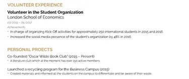 volunteer experience on