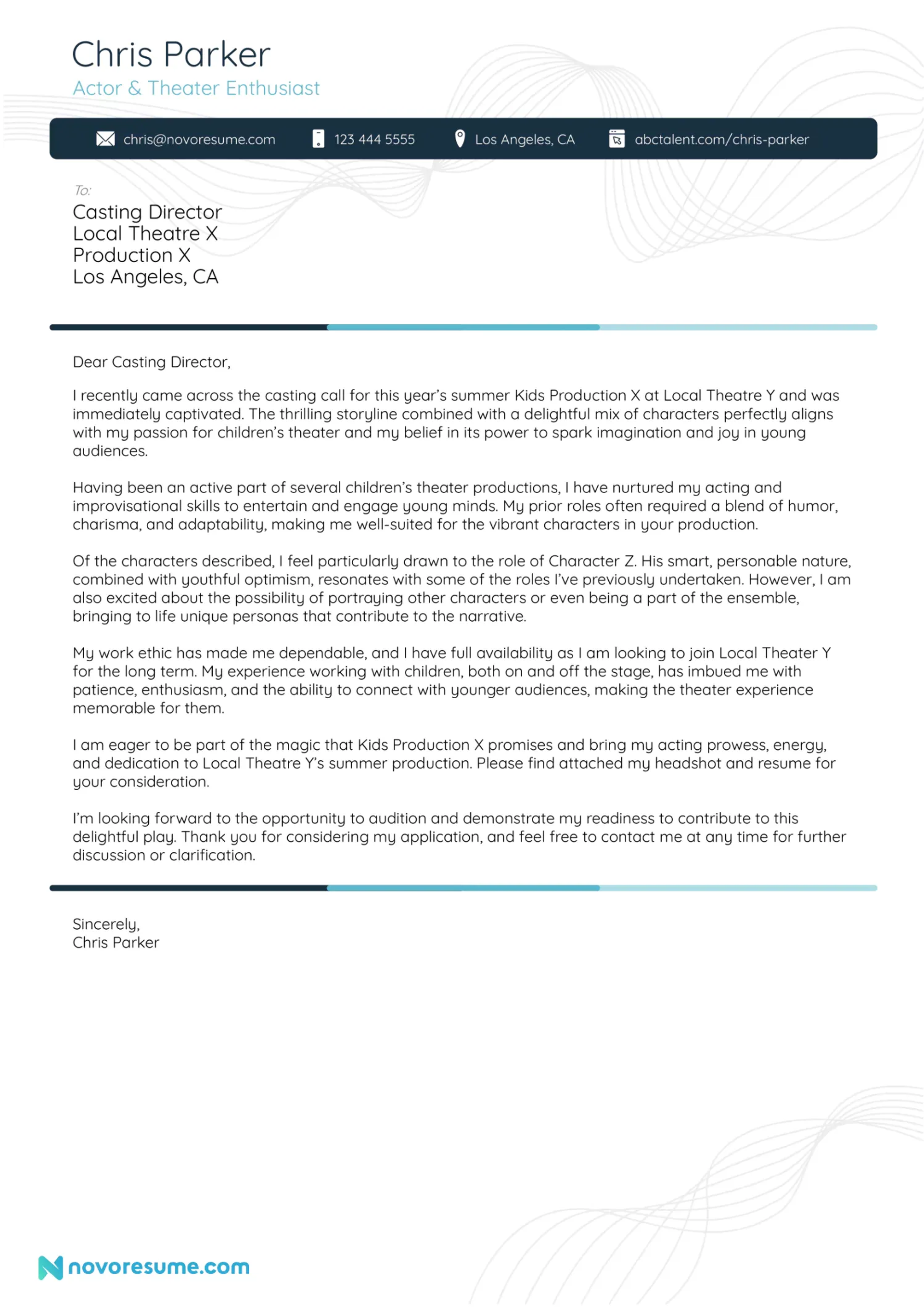 what to include in a cover letter drafts Actor Cover