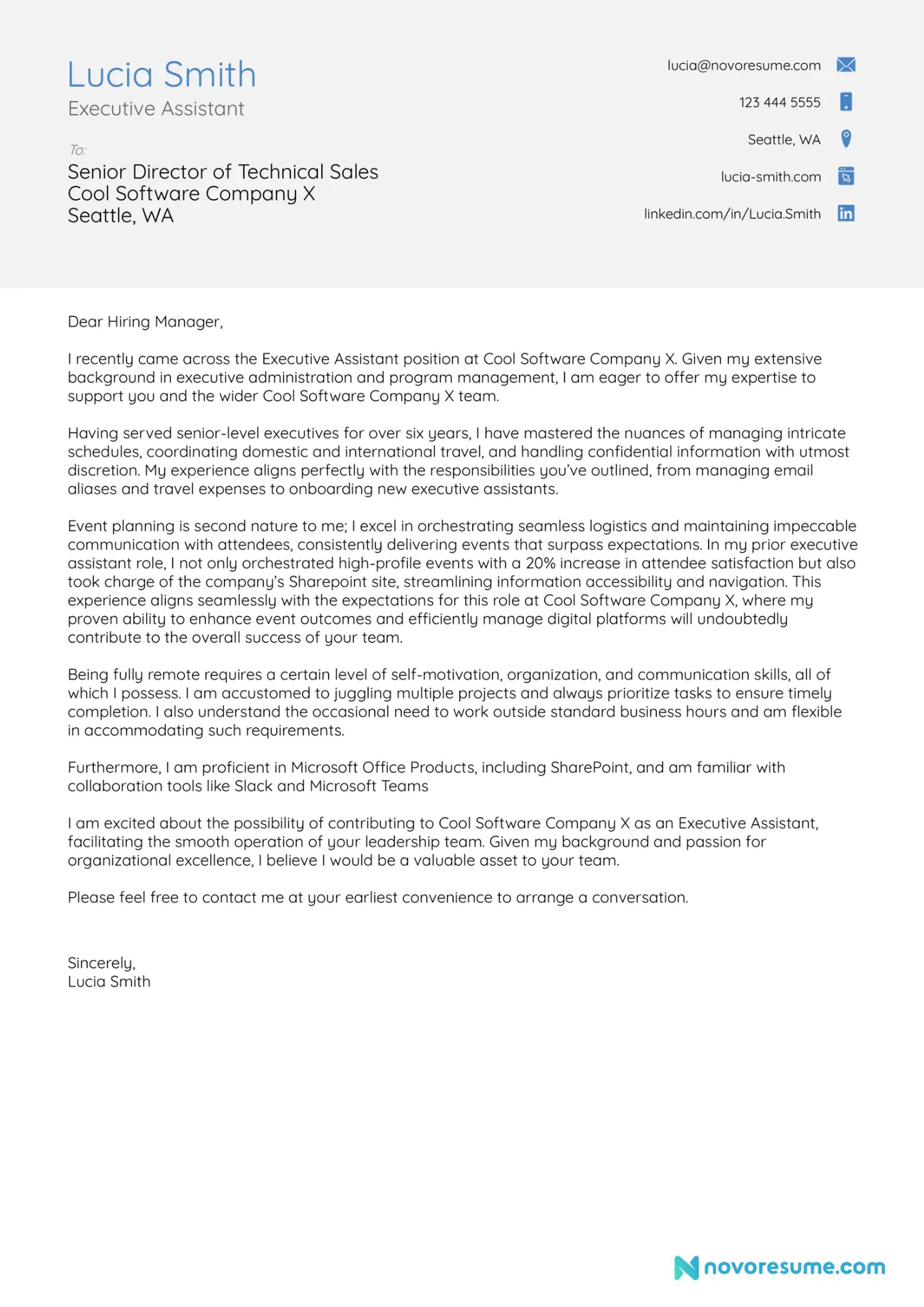what to include in a cover letter drafts Executive Assistant Cover