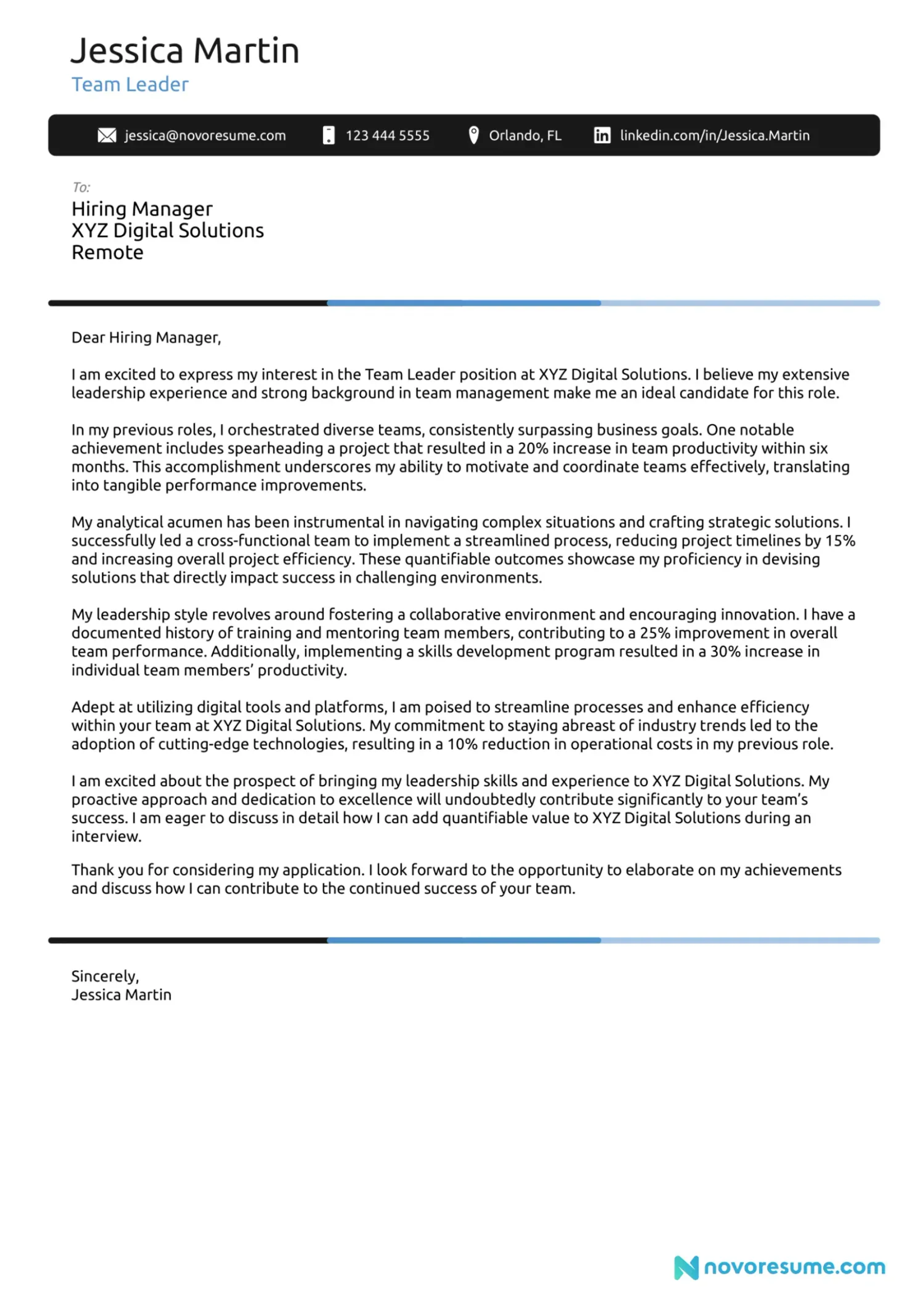 what to include in a cover letter drafts Team Leader Cover
