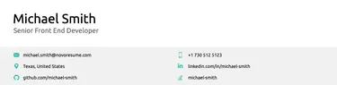 professional contact information section on