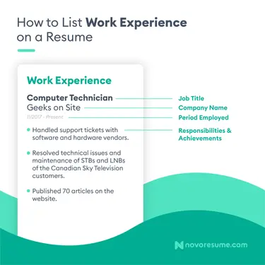 work experience on