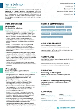 Human Resources resume example