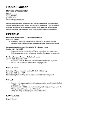 Basic resume builder preview