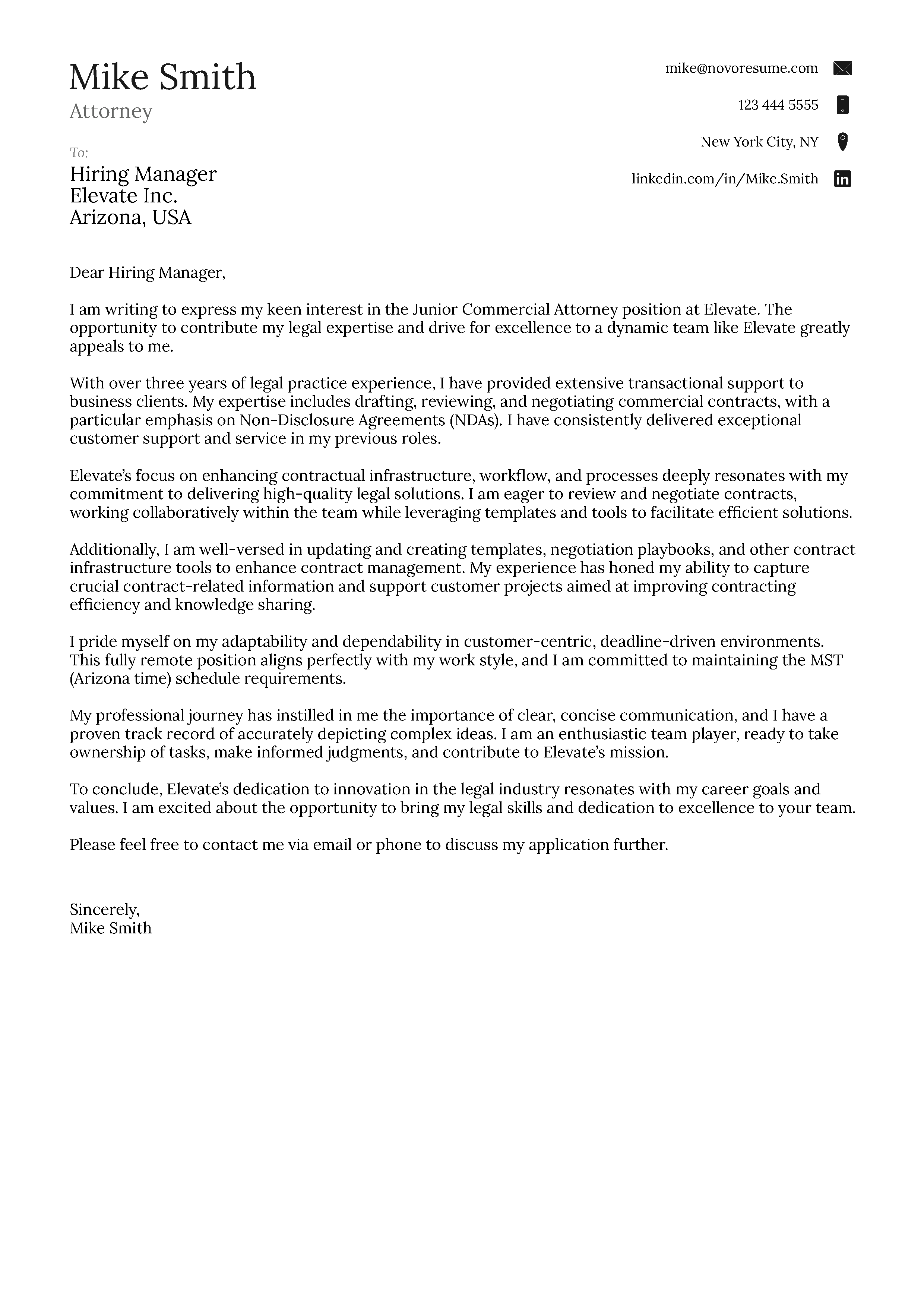 Basic Cover Letter Template