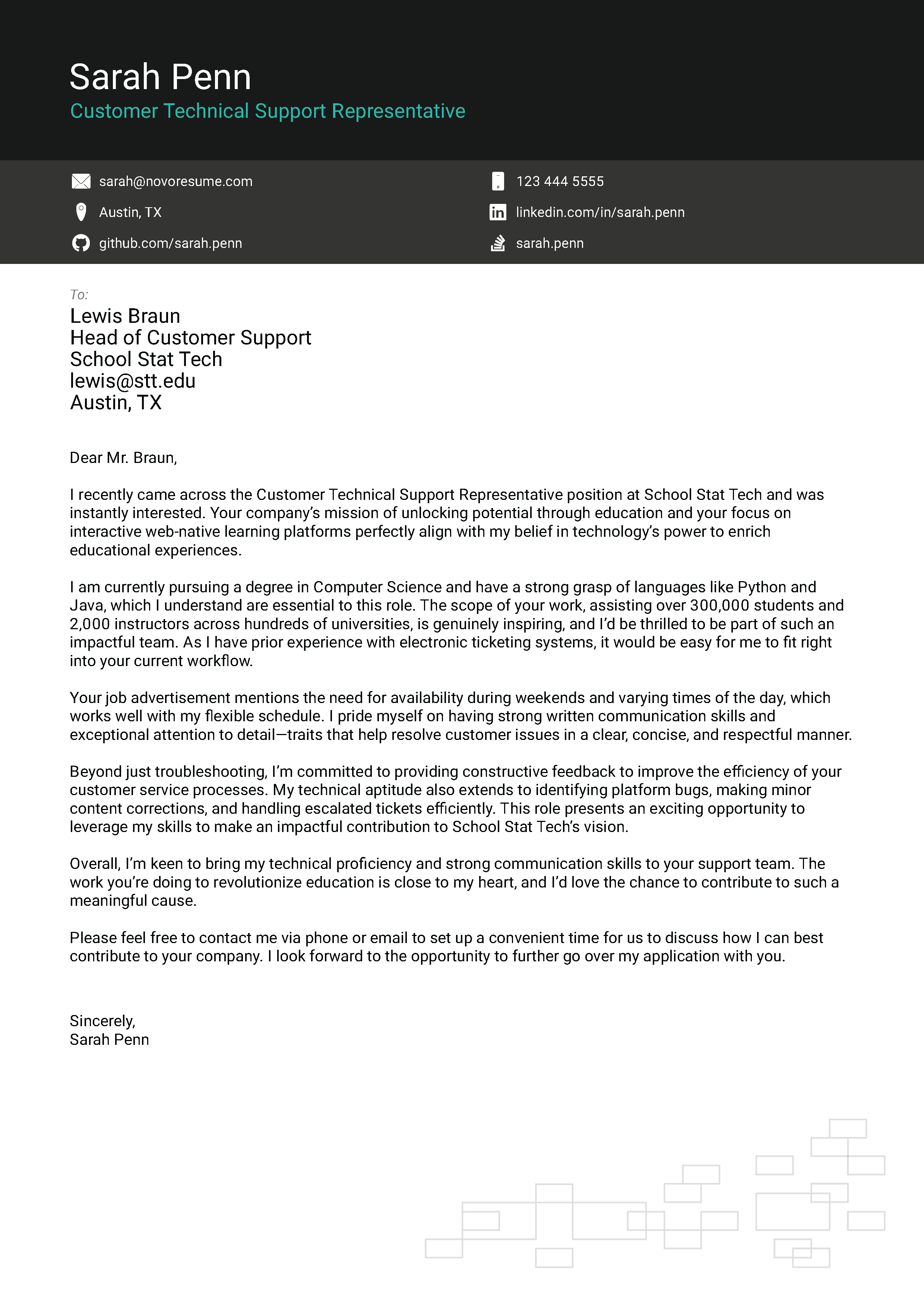 Inspire Cover Letter Template