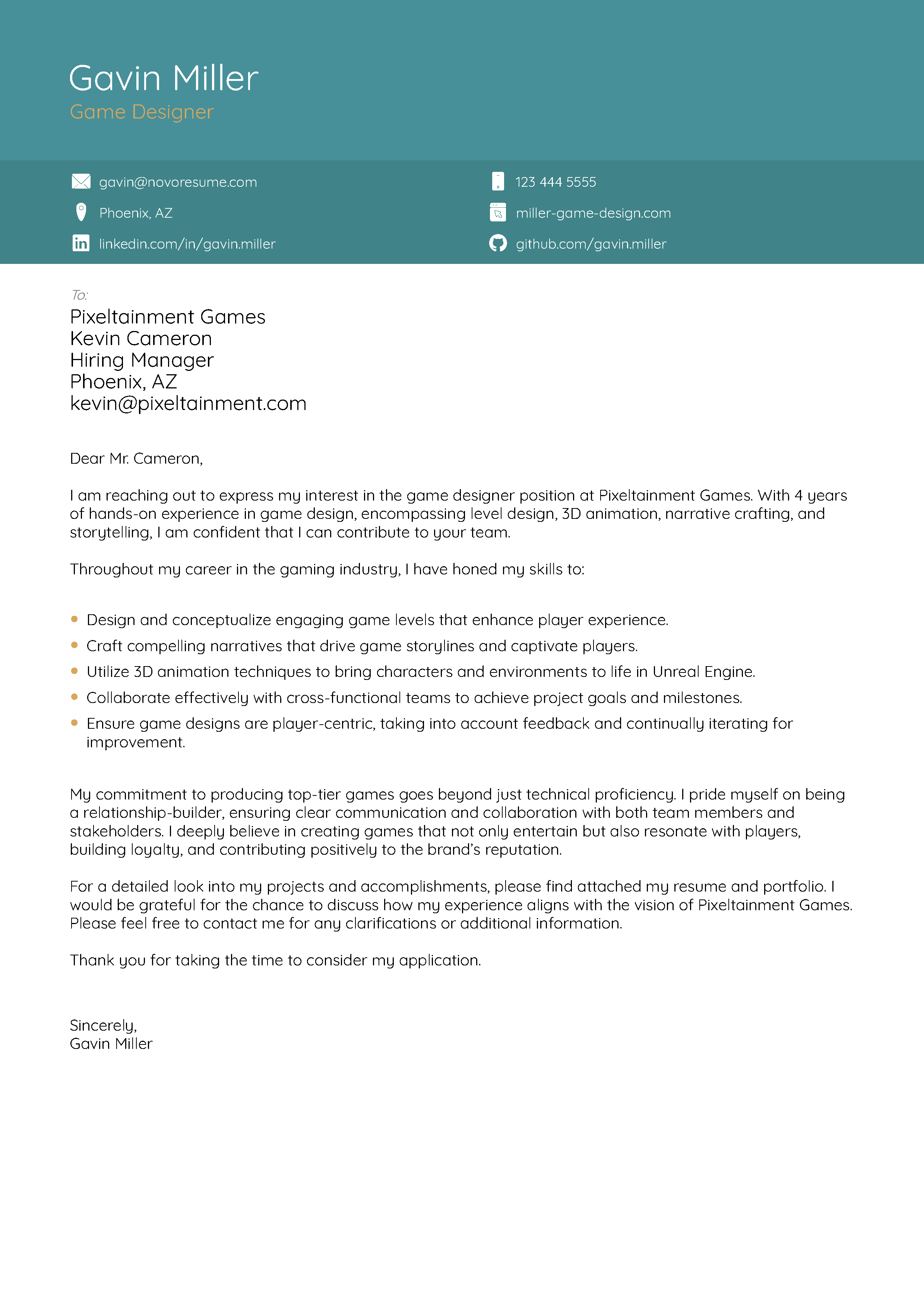 Vision Cover Letter Template