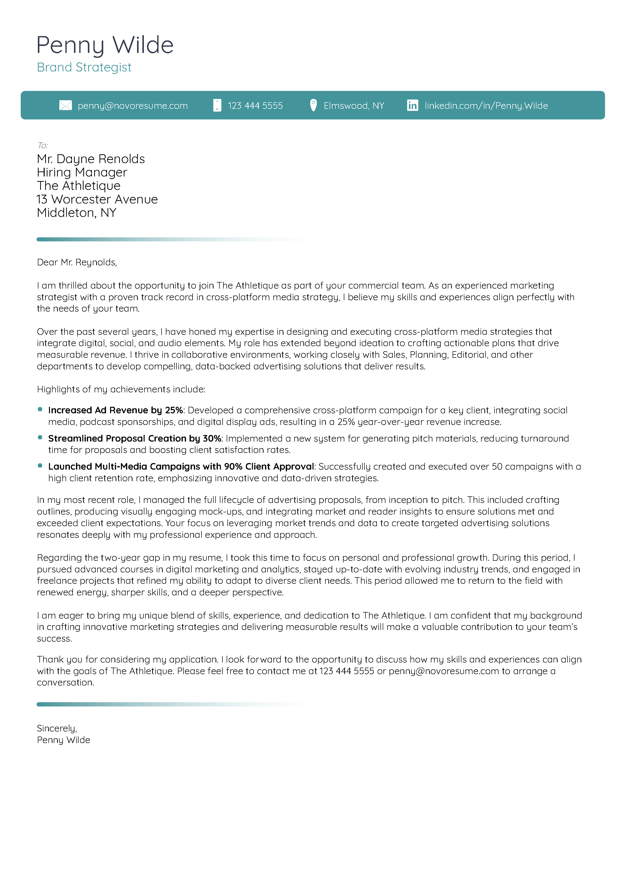Bridge Cover Letter Template