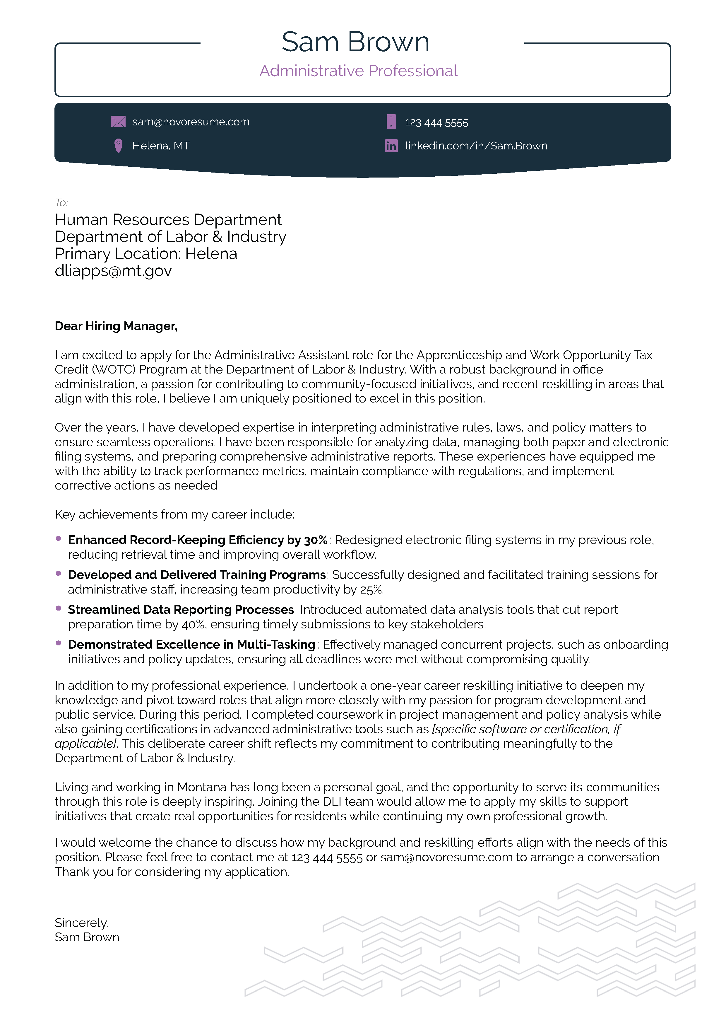 Change Cover Letter Template