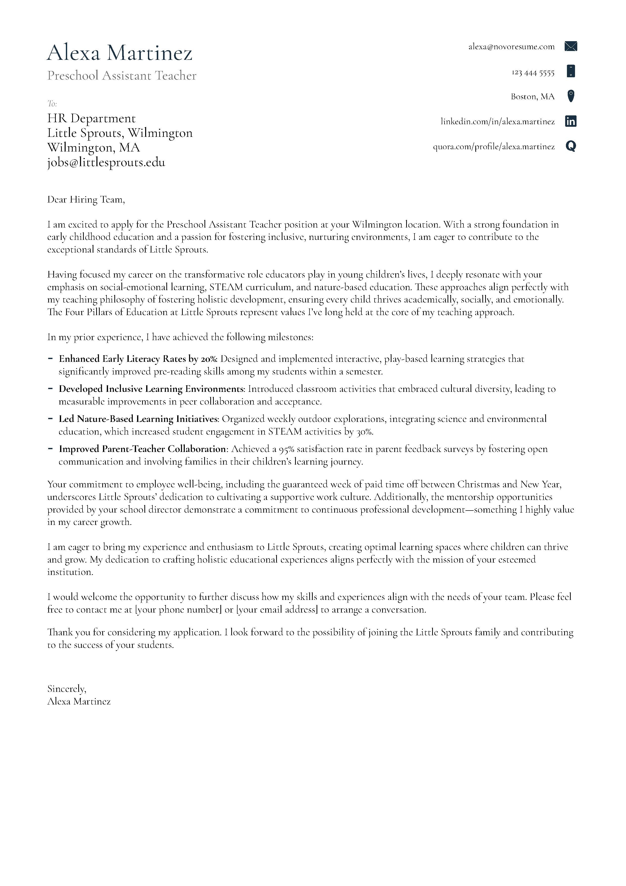 Minimalism Cover Letter Template