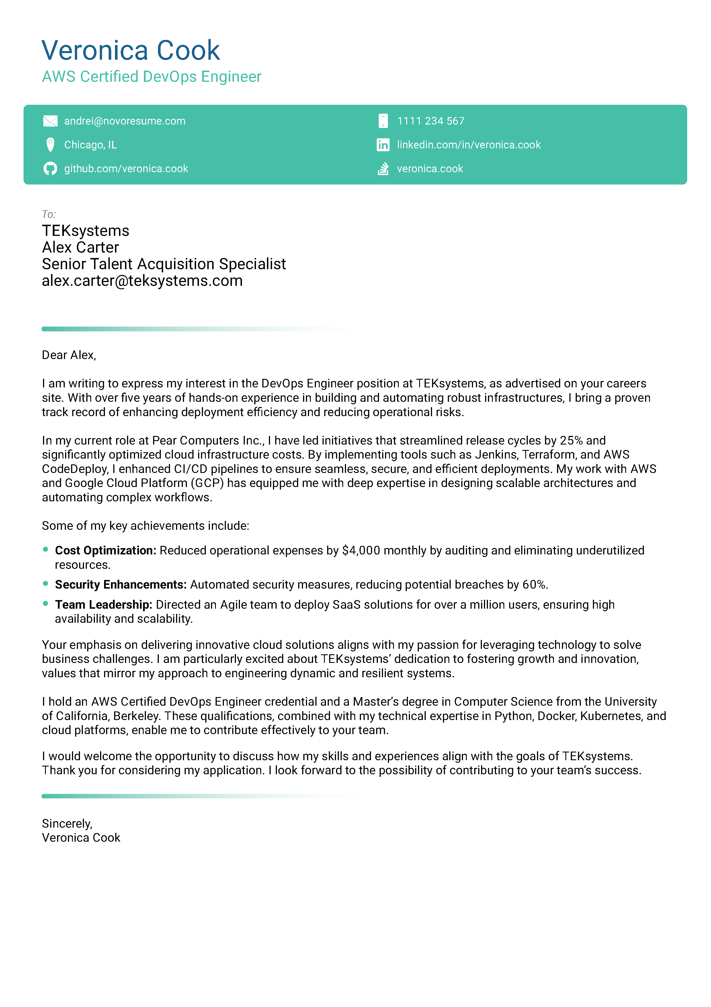 Cover Letter + Resume Hybrid Template