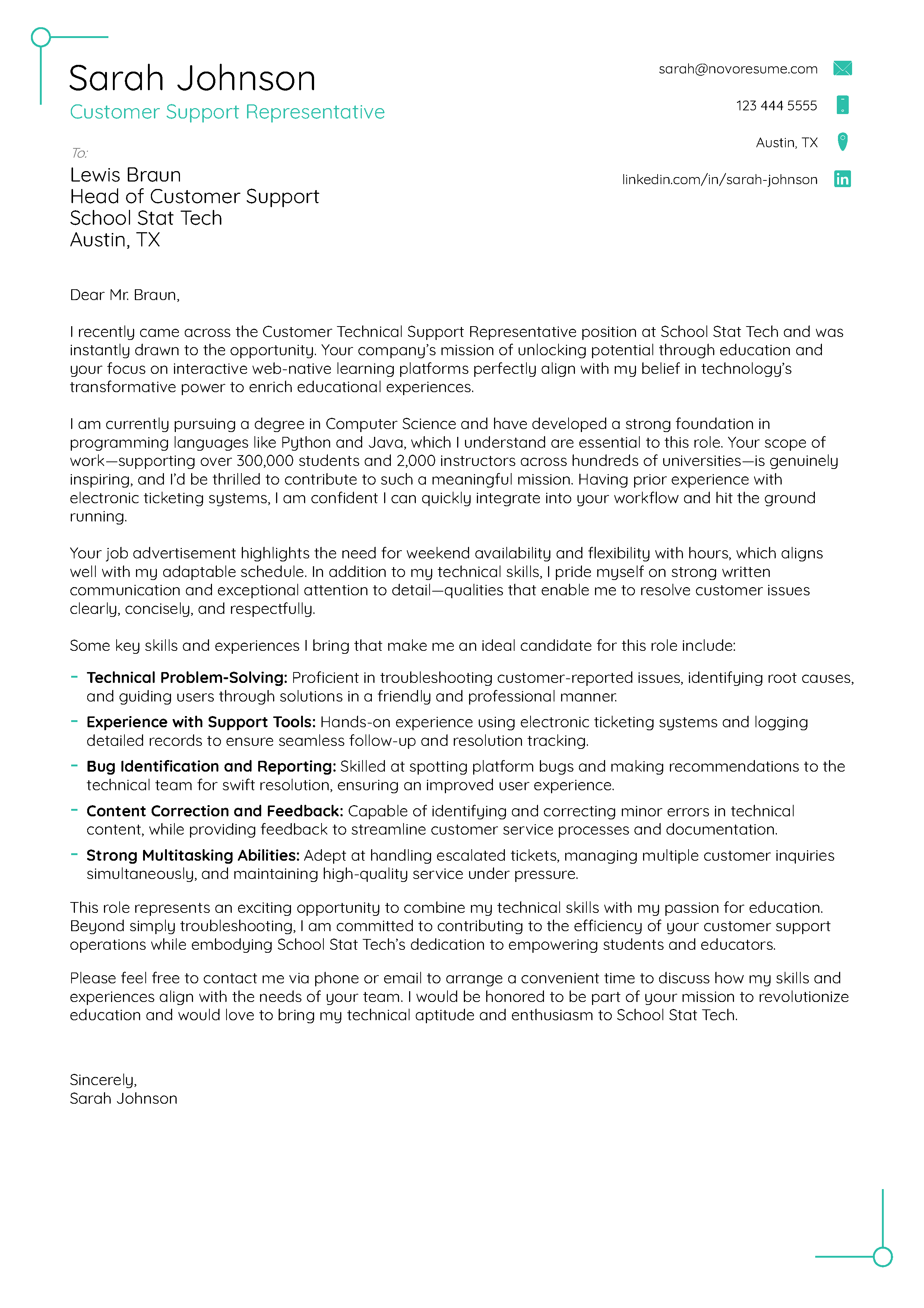 Modern Cover Letter Template