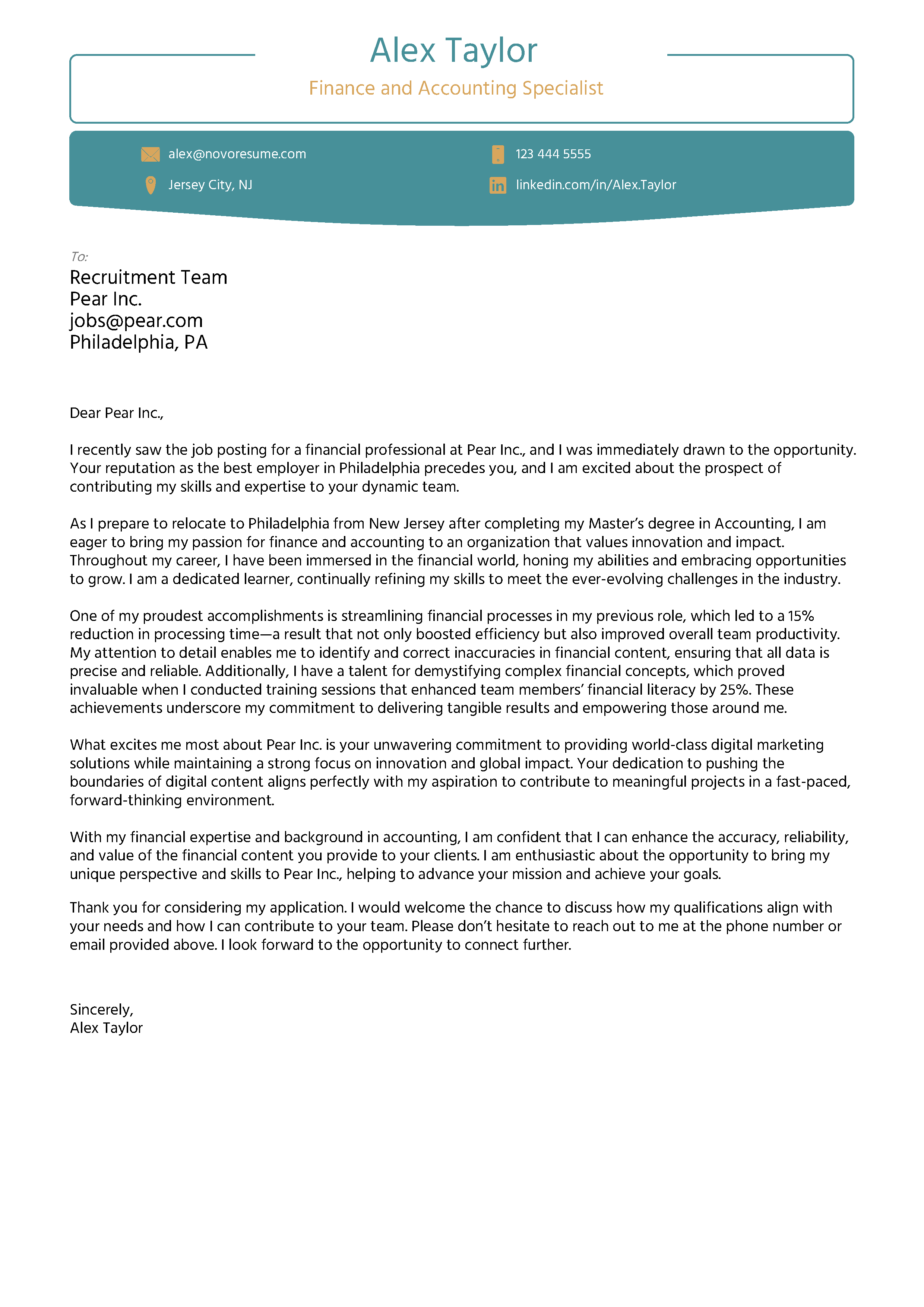 Traditional Cover Letter Template