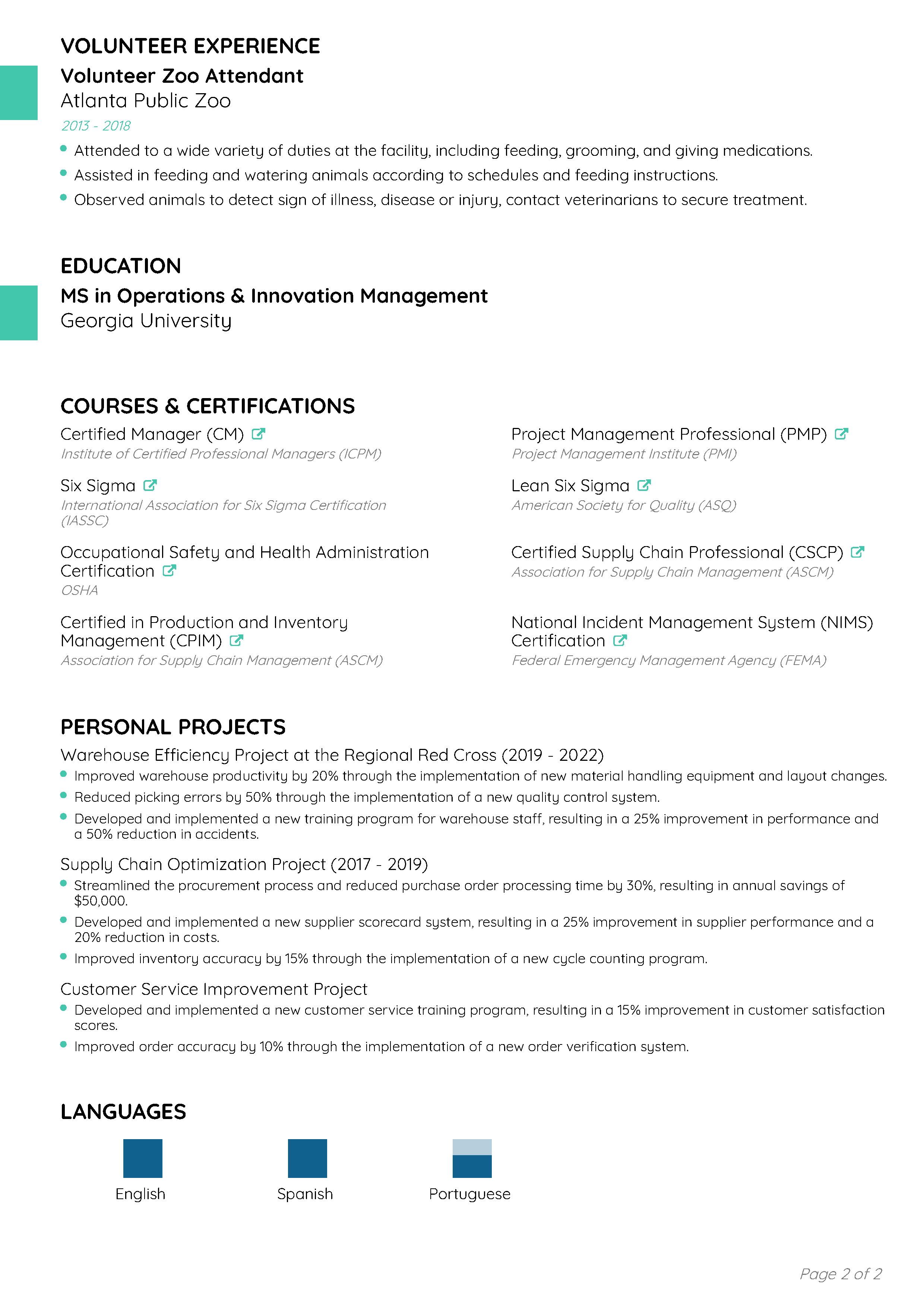 Executive CV Template 2