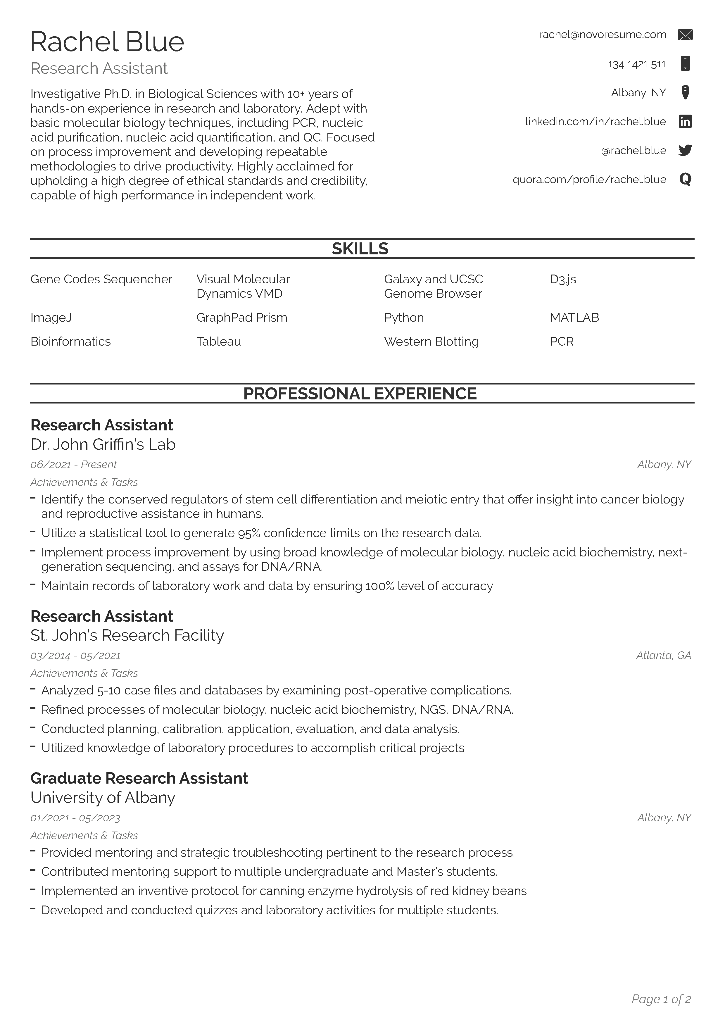 Academic CV Template 1