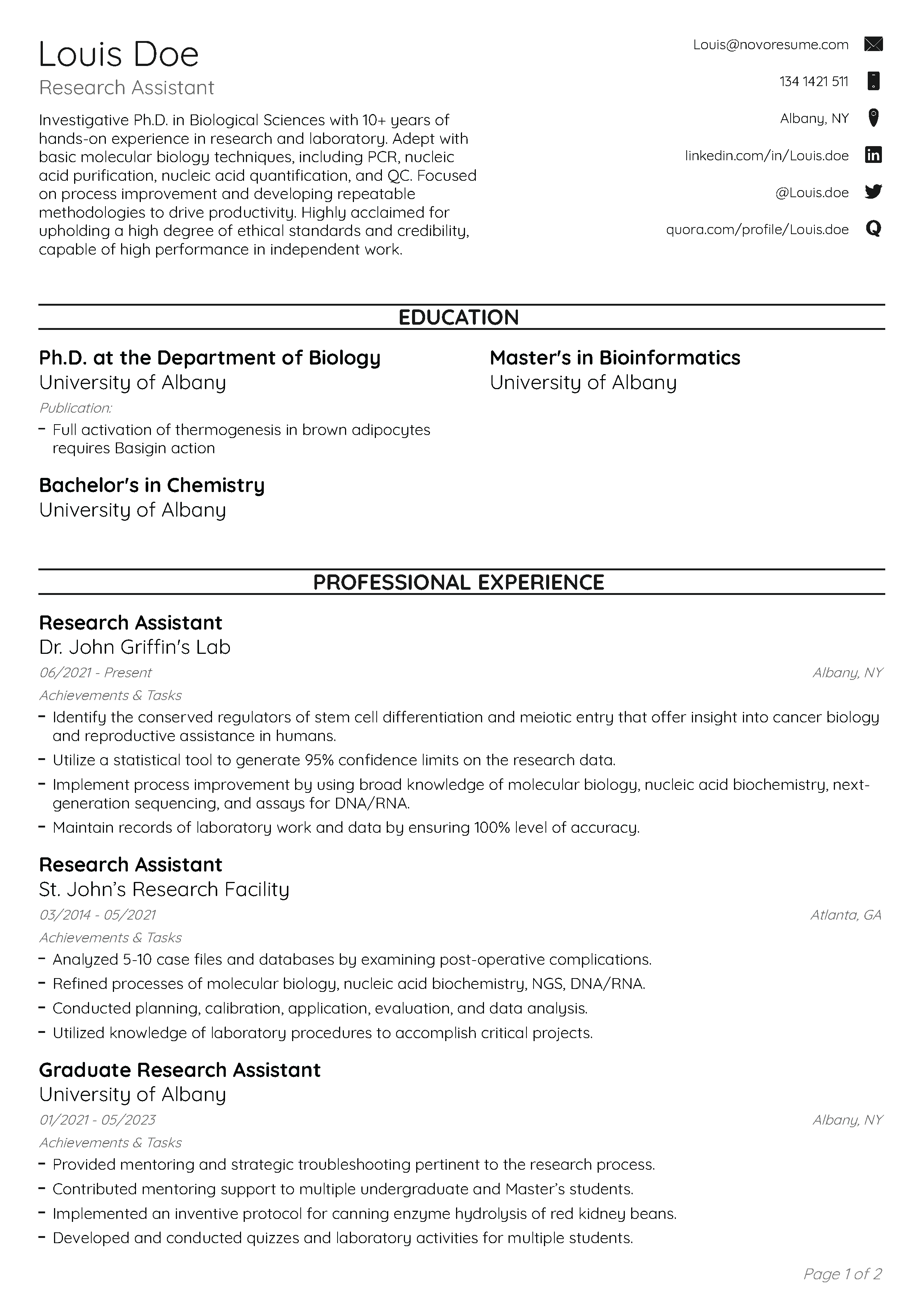 Endurance Resume Template 1