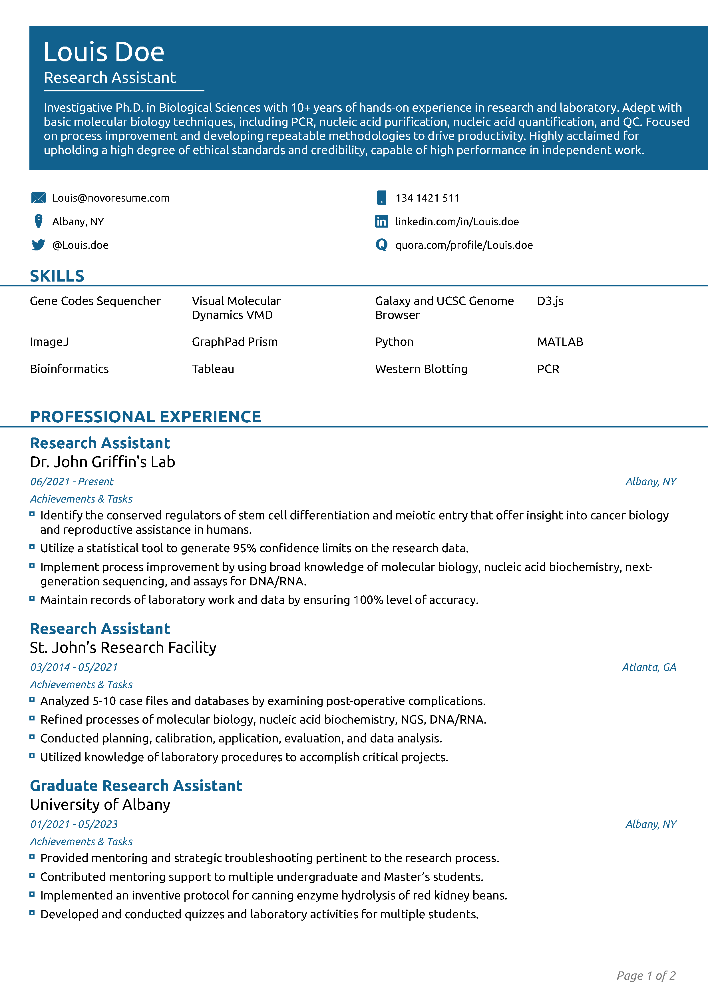 Chronicle Resume Template 1