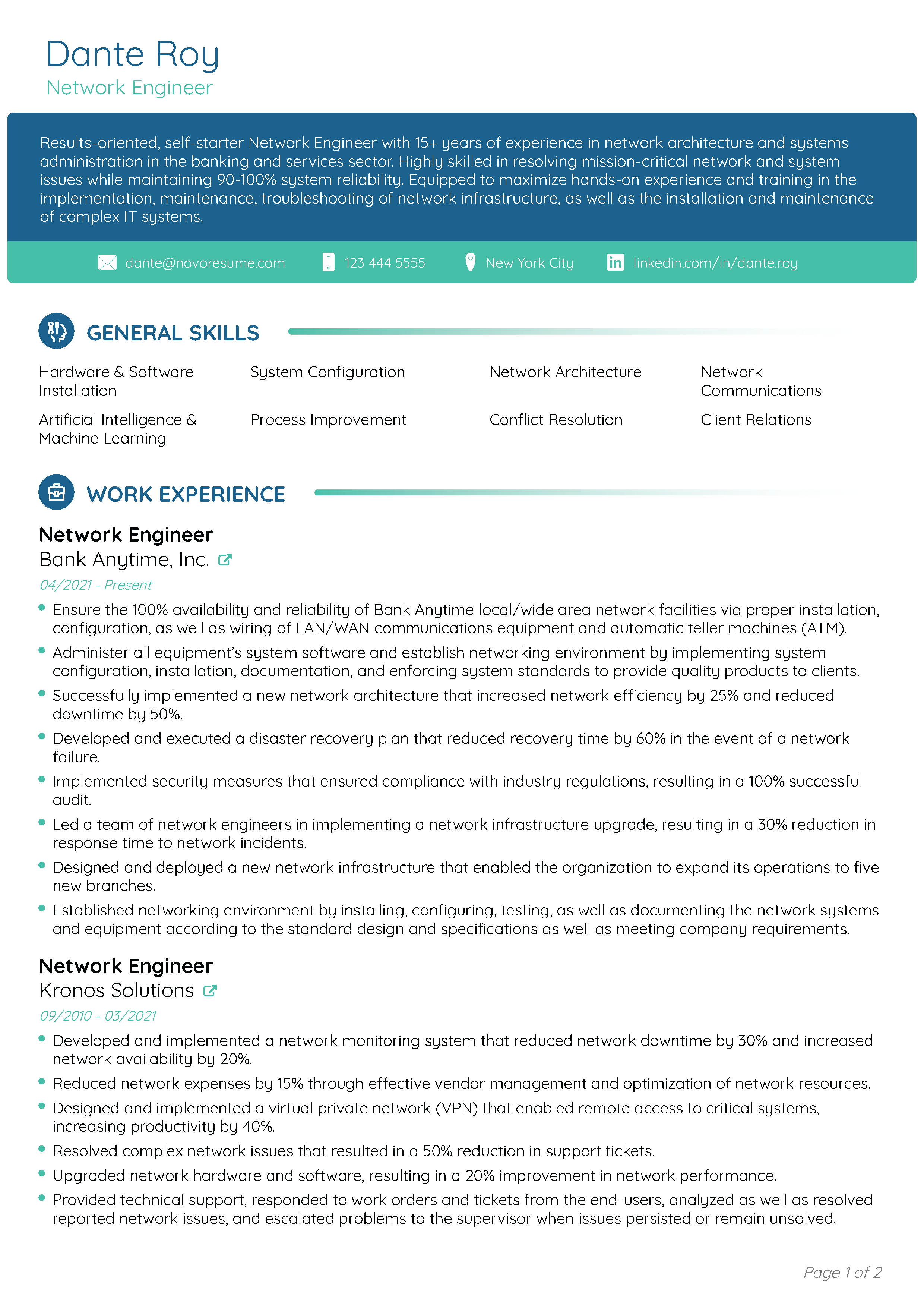 Endeavor Resume Template 1