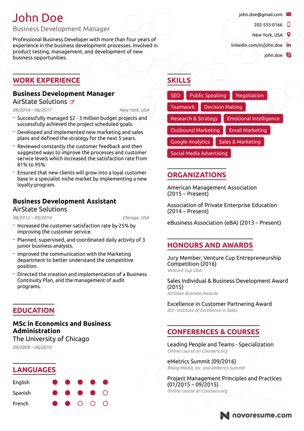 Business Development Resume Template
